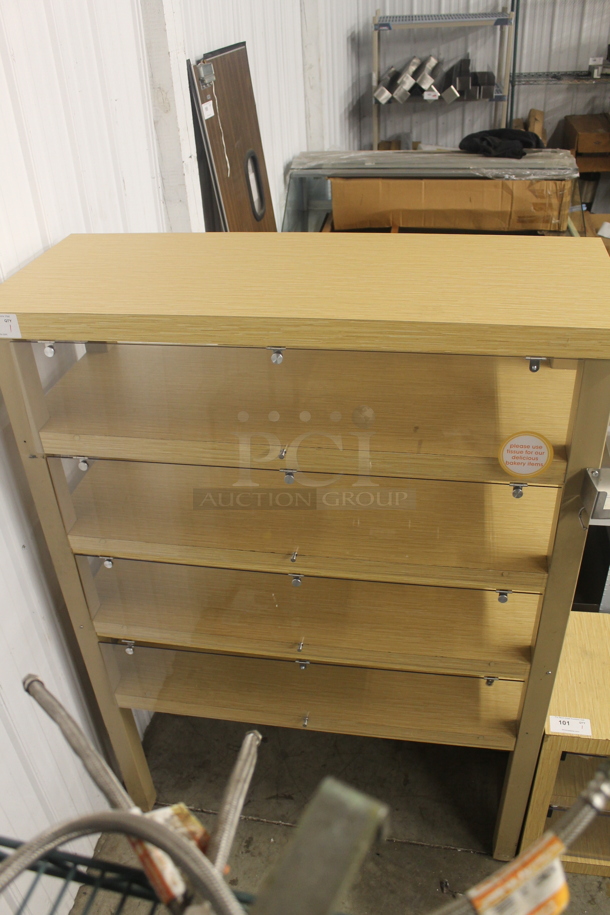 Wood Pattern 5 Tier Shelving Unit w/ Poly Doors. - Image 2 of 4