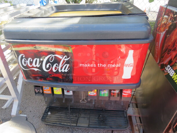 One 8 Flavor Soda/Ice Dispenser. 32X34X38