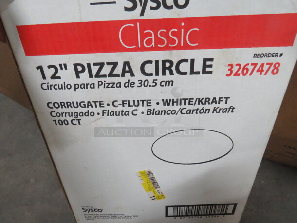 One Opened Case Of 12 Inch Pizza Circles.