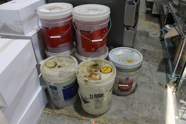 7 Buckets of Cleaner Including Ecolab Phase 1 Detergent. 7 Times Your Bid!