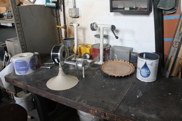 ALL ONE MONEY! Lot of Table, Contents Including Metal Cabinet and 2 Office Chairs.. BUYER MUST REMOVE. - Image 5 of 9