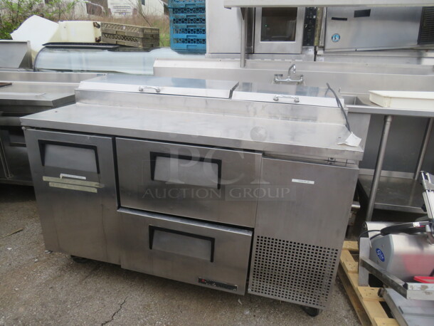 One True 1 Door, 2 Drawer Refrigerated Prep Table On Casters. Model# TPP-60-D-2. 115 Volt. 60X32X42 - Image 2 of 2