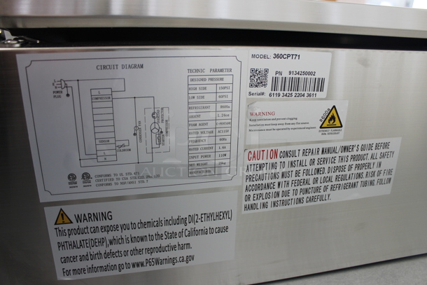 BRAND NEW SCRATCH AND DENT! Avantco 360CPT71 Stainless Steel Commercial Countertop Refrigerated Rail. 115 Volts, 1 Phase. Tested and Working! - Image 7 of 8