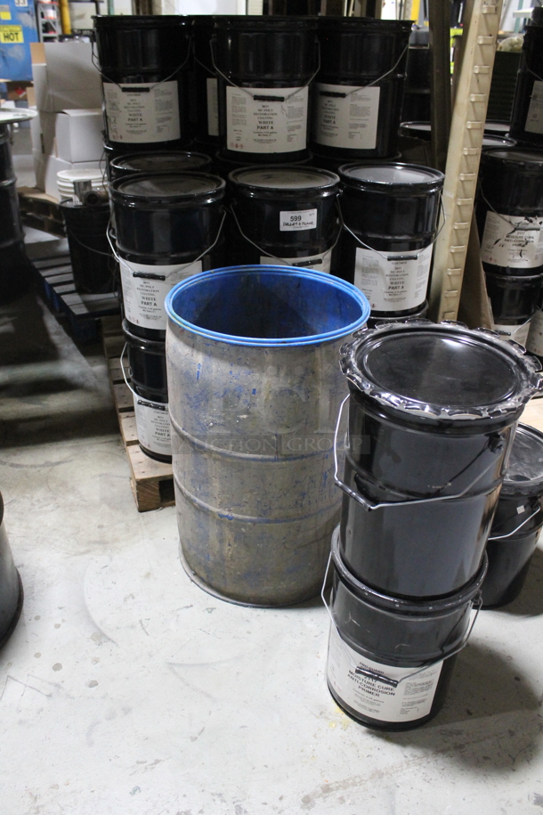 ALL ONE MONEY! PALLET LOT of Various Items Including Poly Buckets of MC Poly Restoration Coating White Part A. BUYER MUST REMOVE. - Image 2 of 4