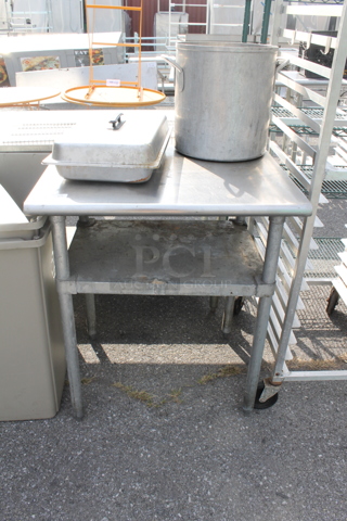 Stainless Steel Table w/ Metal Under Shelf and Contents.