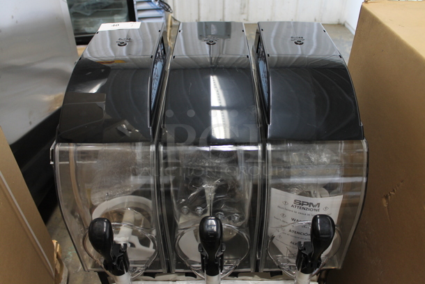 BRAND NEW IN BOX! 2021 SPM I-PRO 3 E Stainless Steel Commercial Countertop 3 Hopper Slushie Machine. 115 Volts, 1 Phase. Stock Pictures Used. Tested and Powers On But Does Not Get Cold - Image 2 of 6