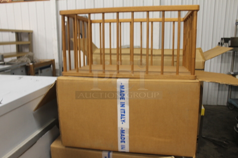 4 BRAND NEW IN BOX! Wooden Bins. 4 Times Your Bid!