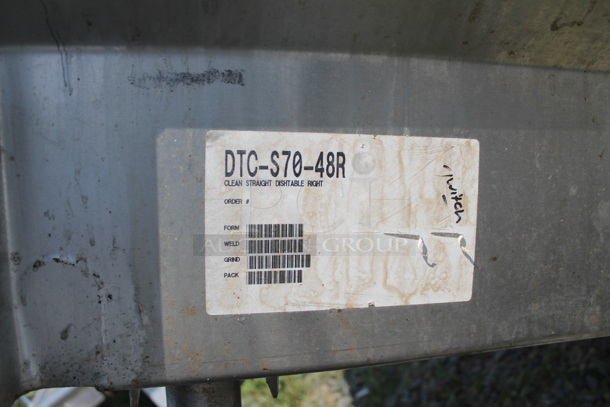 Advance Tabco DTC-S70-48R Commercial Stainless Steel Right Dishtable On Galvanized Legs. - Image 6 of 6