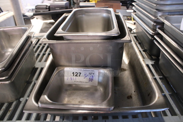 ALL ONE MONEY! Lot of 4 Various Stainless Steel Drop In Bins Including 1/1x2 - Image 1 of 4