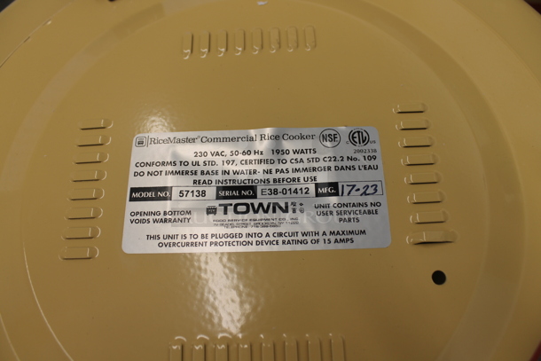 BRAND NEW SCRATCH AND DENT! 2023 RiceMaster Town 57138 Stainless Steel Commercial Countertop Rice Cooker. 230 Volts, 1 Phase.  - Image 5 of 8