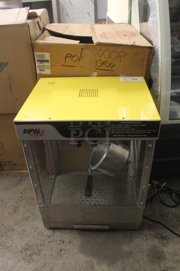 APW Wyott MPC-1A Stainless Steel Commercial Countertop Popcorn Machine and Merchandiser. 120 Volts, 1 Phase. Cannot Test - Unit Trips Breaker - Image 1 of 5