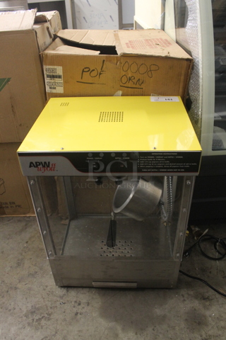 APW Wyott MPC-1A Stainless Steel Commercial Countertop Popcorn Machine and Merchandiser. 120 Volts, 1 Phase. Cannot Test - Unit Trips Breaker