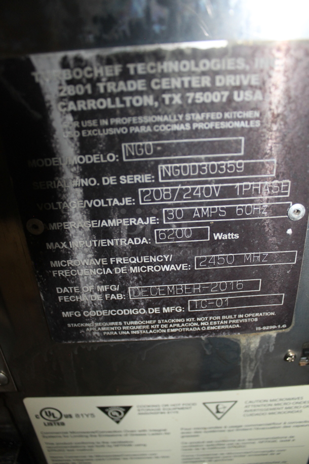 2016 Turbochef NGO Metal Commercial Countertop Electric Powered Rapid Cook Oven. 208/240 Volts, 1 Phase. - Image 5 of 5