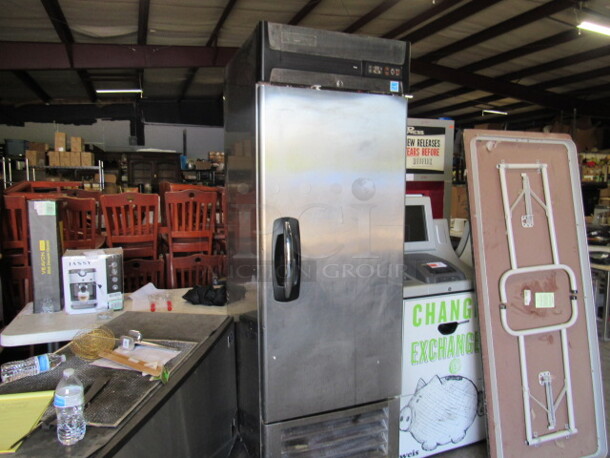 One Norlake 1 Door Stainless Steel Freezer With 4 Racks On Casters. 115 Volt. Model# F23-S. 27X31X84. $4435.00
