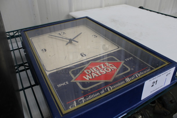 Dietz & Watson Blue Poly Wall Mount Clock. 12x2x18 - Image 2 of 2