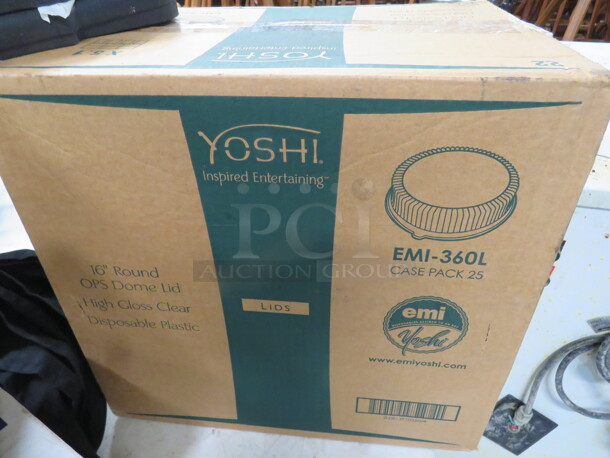 One Case Of Yoshi 16 Inch Round  Dome Lids. #EMI-360L. - Image 1 of 1