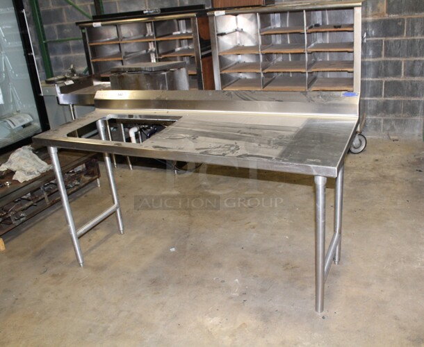 NICE! Commercial Stainless Steel Work Table With Sink Cutout. 66x24x39