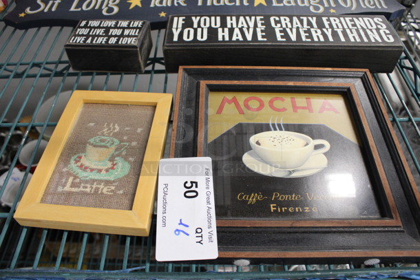 ALL ONE MONEY! Lot of 6 Various Items; Smile, Sit Long, Life of Love, Crazy Friends, Latte and Mocha Pictures! Includes 9.5x1x9.5 - Image 3 of 4