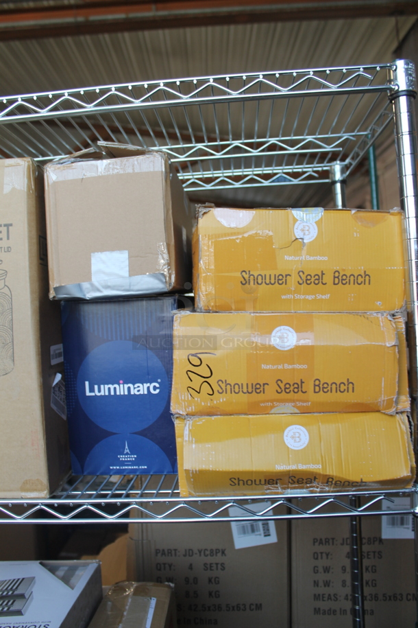 ALL ONE MONEY! Tier Lot of Various BRAND NEW SCRATCH AND DENT! Items Including Can Glasses Set, Airtight Clamp Jar Sets, Canister Sets and 3 Shower Seat Benches - Image 2 of 4