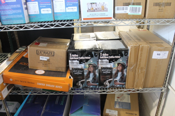 ALL ONE MONEY! Tier Lot of Various BRAND NEW SCRATCH AND DENT! Items Including Corner Shower Bench, 2 Cold Brew Coffee Makers - Image 1 of 4