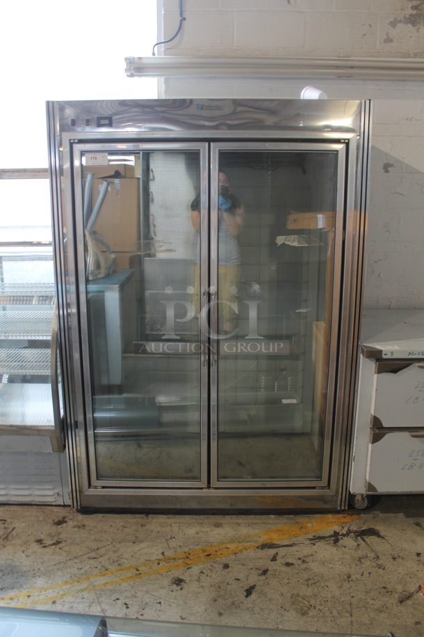 CustomCool GDF2R Stainless Steel Commercial 2 Door Reach In Cooler Merchandiser. Does Not Come w/ Remote Compressor. - Image 1 of 7