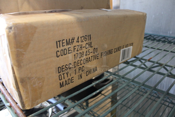 2 BRAND NEW IN BOX! Decorative Fishing Candle Holders. 12x3x3.5. 2 Times Your Bid! - Image 4 of 4