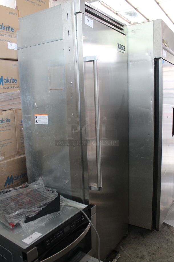 Viking Professional Stainless Steel Commercial Single Door Reach In Cooler. 115 Volts, 1 Phase. Tested and Powers On But Does Not Get Cold - Image 1 of 8