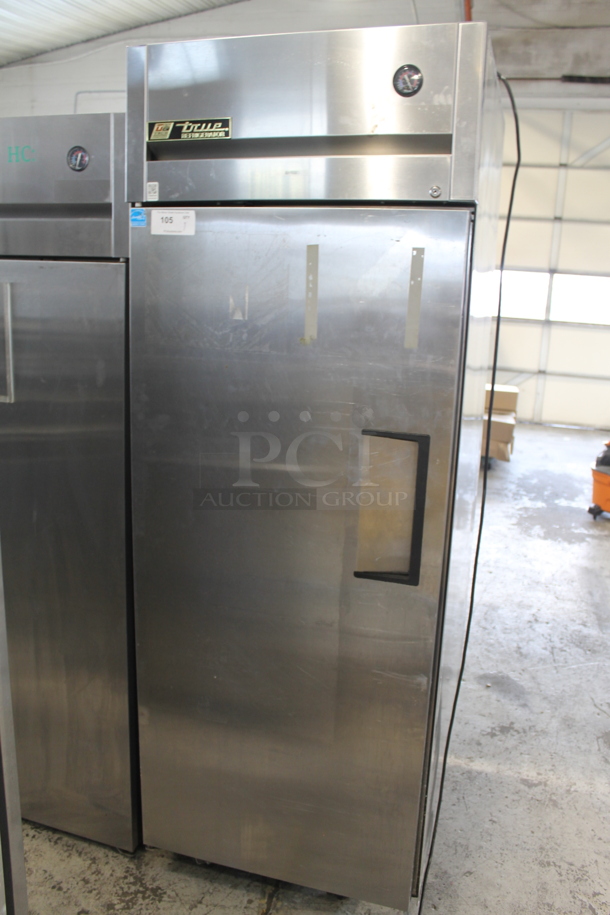 2015 True TG1R-1S ENERGY STAR Stainless Steel Commercial Single Door Reach In Cooler w/ Poly Coated Racks on Commercial Casters. Tested and Working! - Image 1 of 6