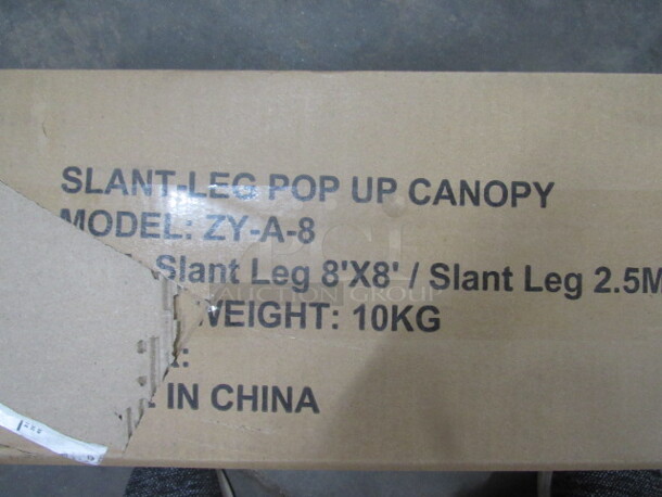 One NEW 8X8 Slant Leg Pop Up Canopy. #ZY-A-8