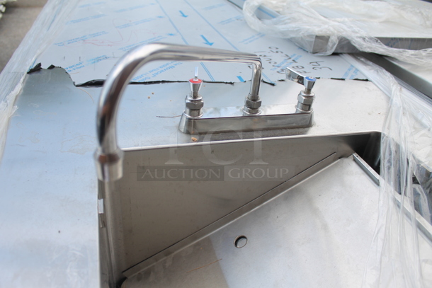 BRAND NEW! Stainless Steel Commercial Table w/ Sink Bay, Faucet, Handles and Under Shelf. - Image 8 of 8