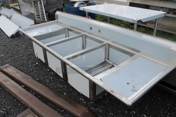 BRAND NEW SCRATCH AND DENT! Regency Stainless Steel Commercial 3 Bay Sink w/ Dual Drain Boards. No Legs.  - Image 2 of 3