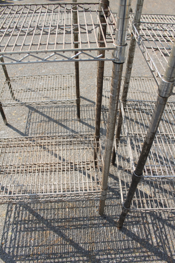 Chrome Finish 3 Tier Wire Shelving Unit. BUYER MUST DISMANTLE. PCI CANNOT DISMANTLE FOR SHIPPING. PLEASE CONSIDER FREIGHT CHARGES. - Image 3 of 3