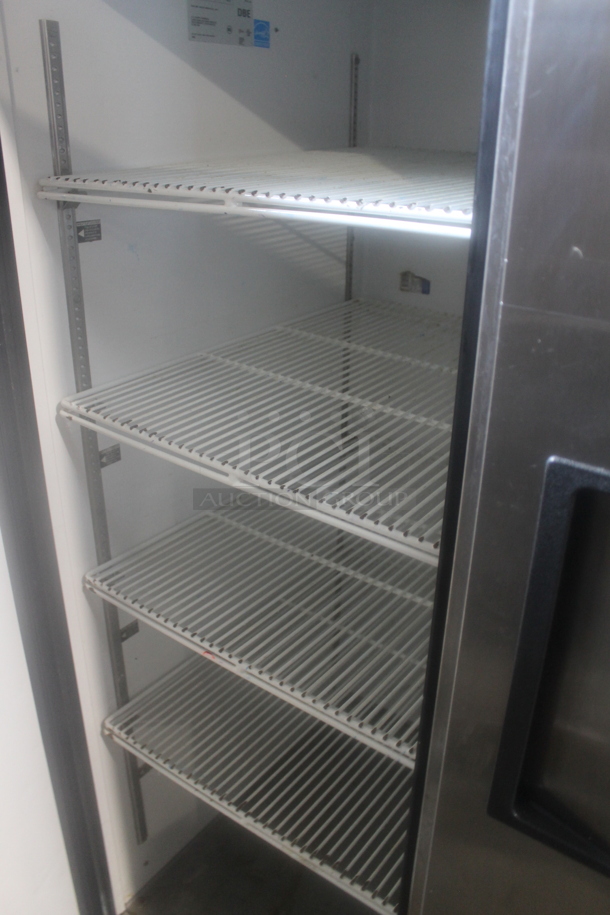 2014 True TG2R-2S ENERGY STAR Stainless Steel Commercial Two Door Reach In Cooler w/ Poly Coated Racks on Commercial Casters. 115 Volts, 1 Phase. Tested and Working! - Image 3 of 5