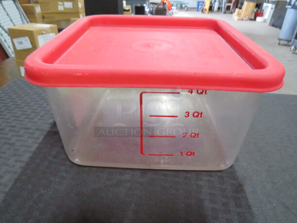 One 4 Quart Food Storage Container With Lid. - Image 1 of 1