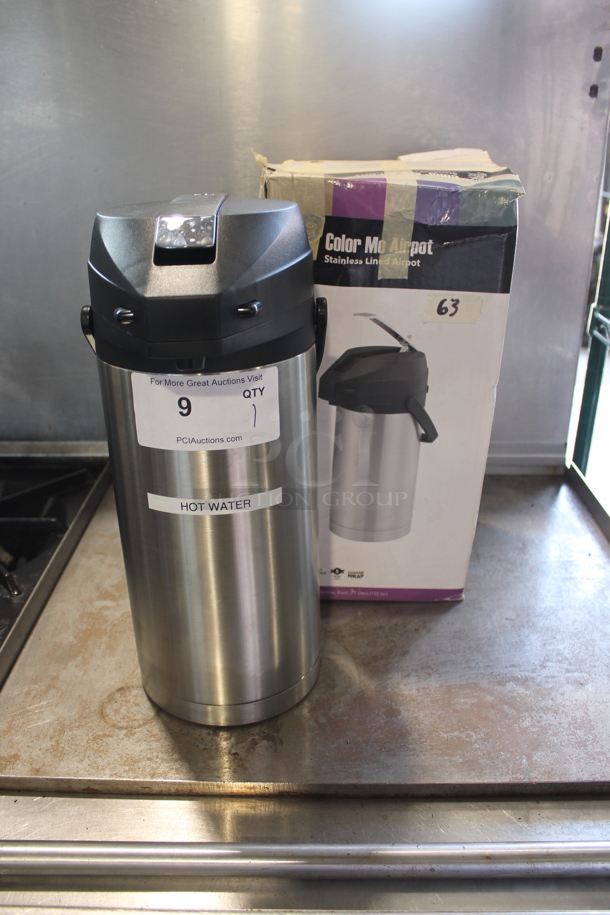 BRAND NEW SCRATCH AND DENT! Color Me Airpot Stainless Steel Lined Airpot. - Image 1 of 5