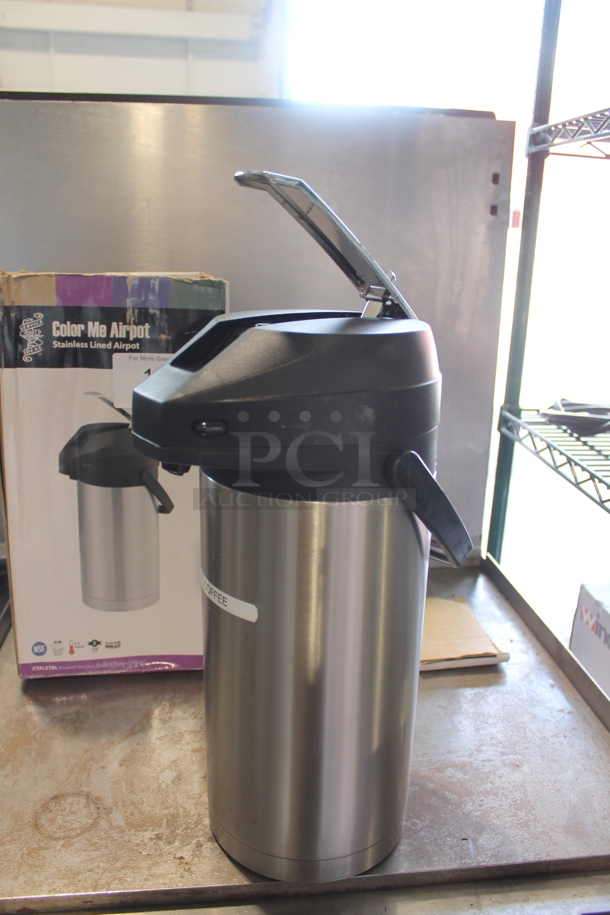 BRAND NEW SCRATCH AND DENT! Color Me Airpot Stainless Steel Lined Airpot. - Image 4 of 6