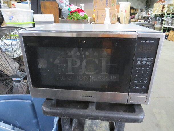 One Stainless Steel Panasonic Microwave. 1100 Watt. Model# NNSB646S. 20X16X12. $209.99. - Image 1 of 2