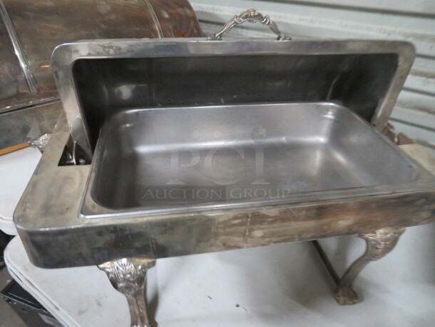 One AWESOME Full Size HEAVY DUTY Silver Plated Roll Top Chafer With Decorative Legs! - Image 2 of 4