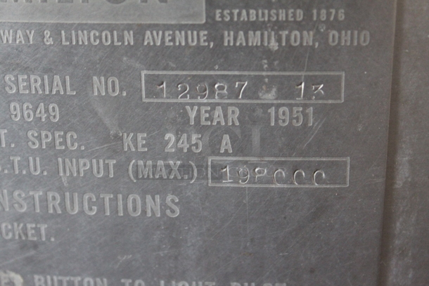Hamilton Stainless Steel Commercial Natural Gas Powered Floor Style 60 Gallon Steam Kettle.  - Image 8 of 8