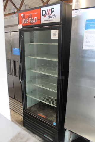 2022 True GDM-26-HC-TSL01 Metal Commercial Single Door Reach In Cooler Merchandiser w/ Poly Coated Racks. 115 Volts, 1 Phase. Tested and Working!