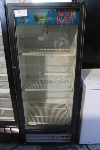 2012 True GDM-12 ENERGY STAR Metal Commercial Single Door Reach In Cooler Merchandiser w/ Poly Coated Racks. 115 Volts, 1 Phase. Tested and Working!