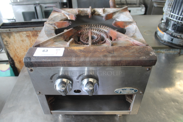 Atosa Stainless Steel Commercial Countertop Natural Gas Powered Single Burner Stock Pot Range. - Image 1 of 7