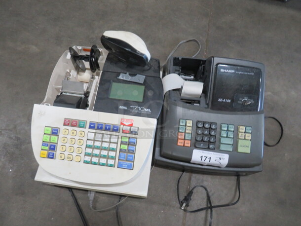 One Lot Of 2 Assorted Cash Registers. Missing Parts.