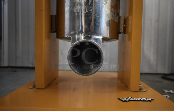 Weston 86-1101-W Orange Metal 11 Pound Capacity Vertical Sausage Stuffer. - Image 8 of 9