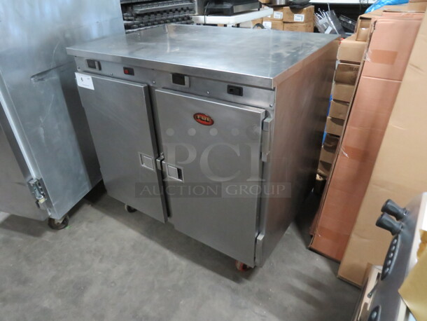 One 2 Door FWE SS Worktop Heat And Hold On Casters. WORKING!  Model# HLC-16-CHP. 120 Volt. 34X25X33 - Image 2 of 4