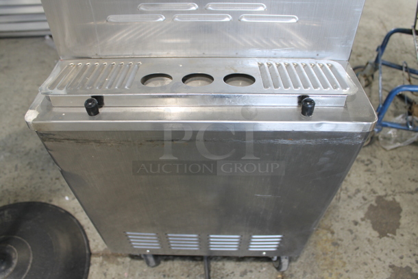 SSI-203S Stainless Steel Commercial Air Cooled Floor Style 2 Flavor w/ Twist Soft Serve Ice Cream Machine on Commercial Casters. 220 Volts, 1 Phase. - Image 6 of 11