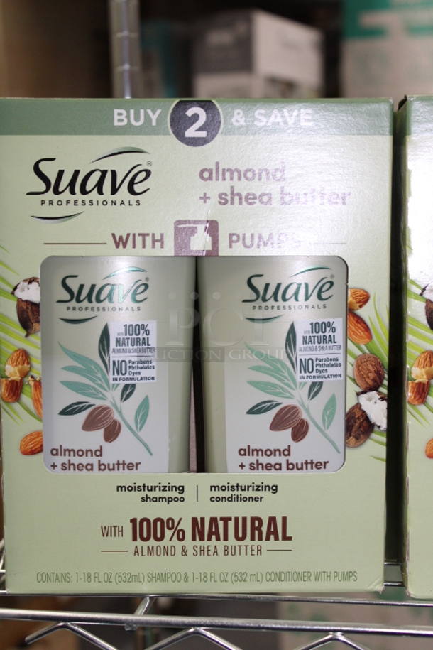 Suave Professional Almond and Shea Butter Shampoo and Conditioner 2 Pack 28 FL OZ Each With Pumps
