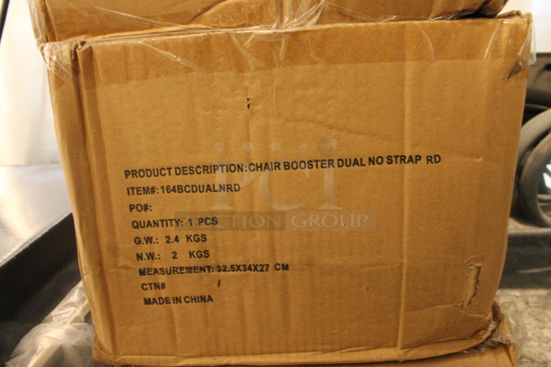 3 BRAND NEW IN BOX! Lancaster Table & Seating 164BCDUALNRD Orange Poly Booster Seats. 3 Times Your Bid! - Image 3 of 3