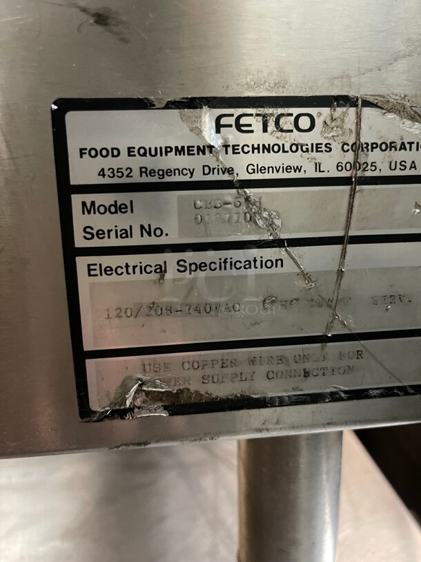 Working! Fetco CBS-61H High Volume Thermal Commercial Coffee Maker - Automatic, 27 gal/hr, 120/208-240v 1  Phase  NSF Tested and Working! - Image 7 of 8