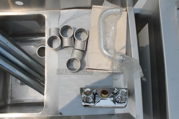 BRAND NEW SCRATCH AND DENT! Regency 600B11014213 Commercial Stainless Steel 1 Bowl Underbar Sink with Faucet and Two Drainboards - Image 5 of 6